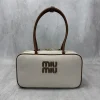 MIU MIU Casual Bags Canvas Leather (Cream-Brown) 29X17X9CM F50202608090031