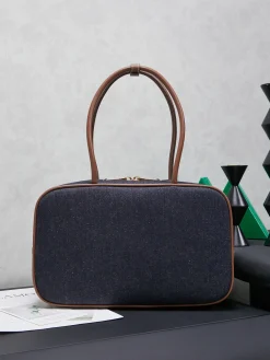 Alternative view of MIU MIU Casual Bags Canvas and Calfskin (Denim Blue-Brown) 34X23X12CM F80202608090211