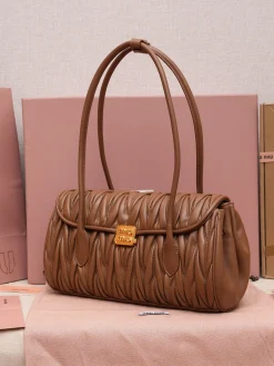 Alternative view of MIU MIU Shoulder Bags Calf Leather (Brown-Gold) 28X15X11CM H00202608091593