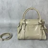 MIU MIU Shoulder Bags Calfskin Leather (Beige-Silver) 28X15X22CM H30202608091338