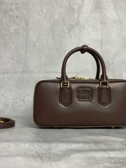 MIU MIU Shoulder Bags Calfskin Leather (Brown-Gold) 27X12X9CM G00202608091387