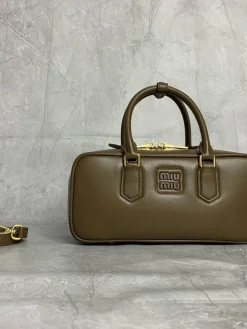 MIU MIU Shoulder Bags Calfskin Leather (Brown-Gold) 27X12X9CM G00202608091389