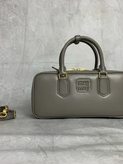 MIU MIU Shoulder Bags Calfskin Leather (Gray-Gold) 27X12X9CM G00202608091391