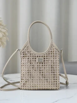 MIU MIU Shoulder Bags Crystal Leather (Beige-Silver) 20X24 CM E80202608091426