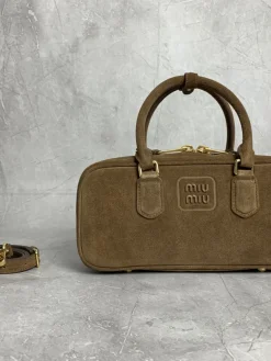 MIU MIU Shoulder Bags Deerskin Leather (Brown-Gold) 27X12X9CM F80202608091384