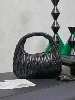 Alternative view of MIU MIU Shoulder Bags Lamb Leather (Black-Gold) 20X23X6CM F50202608090333