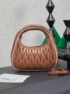 Alternative view of MIU MIU Shoulder Bags Lamb Leather (Brown-White) 20X23X6CM F50202608090332