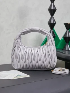 Alternative view of MIU MIU Shoulder Bags Lamb Leather (Grey-Gold) 20X23X6CM F50202608090335