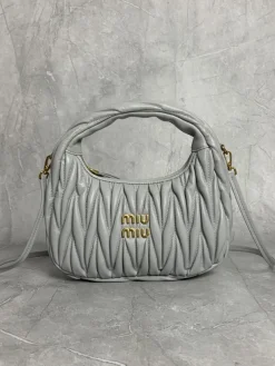 MIU MIU Shoulder Bags Lamb Leather (Grey-Gold) 20X23X6CM F50202608091152