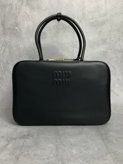 MIU MIU Top Handle Bags (Black-Gold) 34X10X23CM G80202608091365