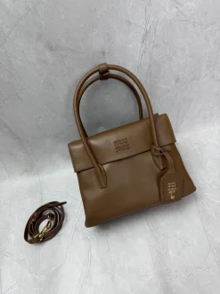 MIU MIU Top Handle Bags Calfskin Leather (Brown) 23CM G10202608091065