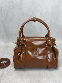 MIU MIU Top Handle Bags Calfskin Leather (Brown) 28X15X22CM H30202608090317