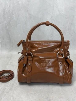 Alternative view of MIU MIU Top Handle Bags Calfskin Leather (Brown) 28X15X22CM H30202608090317