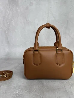 Alternative view of MIU MIU Top Handle Bags Calfskin Leather (Brown-Gold) 19X13X6 F80202608091460
