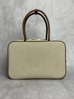 Alternative view of MIU MIU Top Handle Bags Canvas Calfskin (Beige-Brown) 34X23X12CM F80202608091357