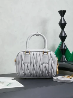 Alternative view of MIU MIU Top Handle Bags Lamb Leather (Grey-Gold) 19X13X6CM G80202608090947