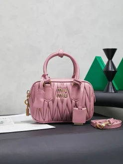 MIU MIU Top Handle Bags Lamb Leather (Pink-Gold) 19X13X6CM G80202608091458