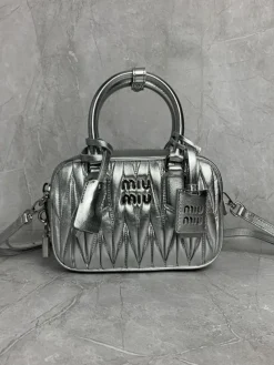 MIU MIU Top Handle Bags Lamb Leather (Silver) 19X13X6CM G80202608090710