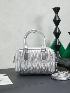 Alternative view of MIU MIU Top Handle Bags Lamb Leather (Silver) 19X13X6CM G80202608090945