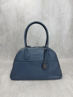 MIU MIU Top Handle Bags Lambskin (Blue-Silver) 40X24X13CM I00202608090546