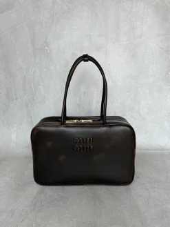 MIU MIU Top Handle Bags Lambskin (Brown) 34X23X12CM I00202608091377