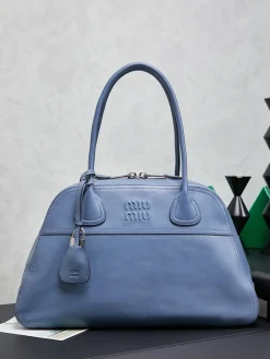 MIU MIU Top Handle Bags Lambskin Leather (Blue) 40X24X13CM I00202608090600
