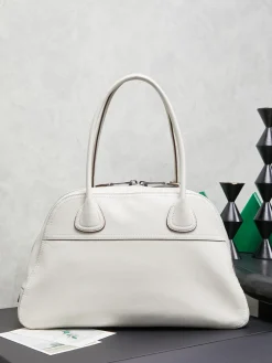 Alternative view of MIU MIU Top Handle Bags Lambskin Leather (White-Brown) 40X24X13CM I00202608090601