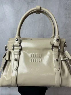 MIU MIU Top Handle Bags Leather (Beige) 28X15X22CM H30202608091337