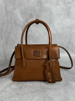 MIU MIU Top Handle Bags Leather (Brown) 23CM G10202608091068