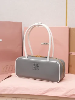 Alternative view of MIU MIU Top Handle Bags Soft Calfskin (Gray-White) 28X12X9CM G00202608090994