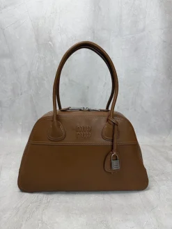 MIU MIU Top Handle Bags Vegetable Lambskin (Brown) 40X24X13CM I00202608090319