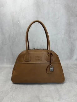 MIU MIU Top Handle Bags Vegetable Lambskin (Brown) 40X24X13CM I00202608090752
