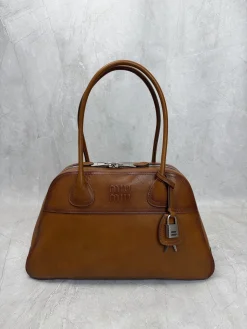 MIU MIU Top Handle Bags Vegetable-tanned Lambskin (Brown) 40X24X13CM I00202608090372