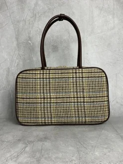 Alternative view of MIU MIU Top Handle Bags Wool and Calfskin (Brown-Beige) 34X23X12CM G00202608091351