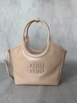 MIU MIU Totes Bags Calf Leather (Beige) 22X14X11CM F50202608090778