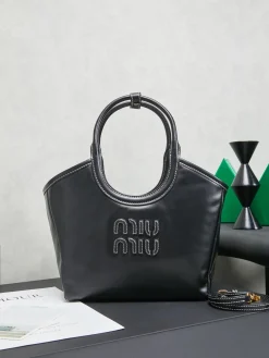 MIU MIU Totes Bags Calf Leather (Black) 22X14X11CM F50202608091021