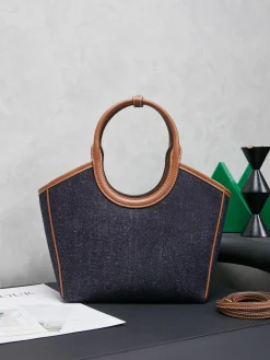 Alternative view of MIU MIU Totes Bags Calf Leather (Blue-Brown) 22X14X11CM E60202608091023