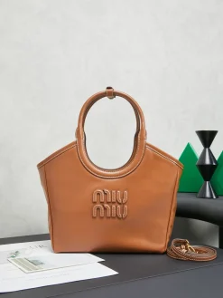 MIU MIU Totes Bags Calf Leather (Brown) 22X14X11CM F50202608091019