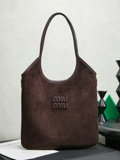 MIU MIU Totes Bags Calf Leather (Brown) 35X40CM E50202608091261