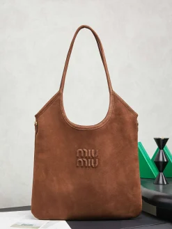 MIU MIU Totes Bags Calf Leather (Brown) 35X40CM F30202608091257