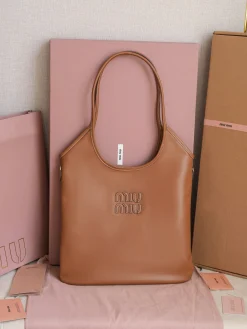 MIU MIU Totes Bags Calf Leather (Brown) 35X40CM F50202608091247