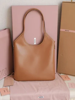 Alternative view of MIU MIU Totes Bags Calf Leather (Brown) 35X40CM F50202608091247