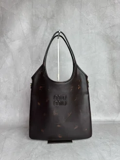 MIU MIU Totes Bags Calf Leather (Brown-Gold) 35X40CM F50202608090127