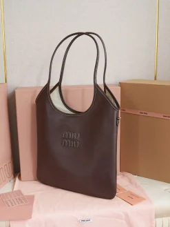 Alternative view of MIU MIU Totes Bags Calfskin Leather (Brown) 35X40CM F50202608091246