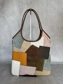 MIU MIU Totes Bags Calfskin Leather (Brown-Beige) 35X40 G50202608090126