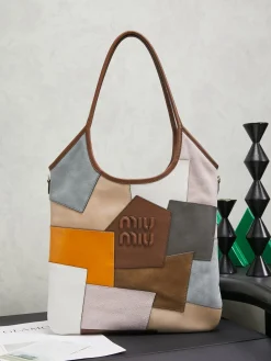 MIU MIU Totes Bags Calfskin Leather (Brown-Beige-Gray-Orange-White-Pink) 35X40CM G50202608091079