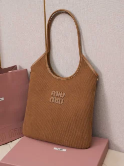 Alternative view of MIU MIU Totes Bags Calfskin Leather (Brown-Tan) 35X40CM E50202608091252