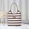 MIU MIU Totes Bags Canvas Leather (Brown-White) 35X40CM E50202608091254