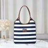 MIU MIU Totes Bags Canvas Leather (White-Blue-Brown) 35X40CM E50202608091256
