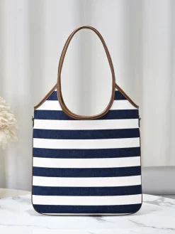 Alternative view of MIU MIU Totes Bags Canvas Leather (White-Blue-Brown) 35X40CM E50202608091256